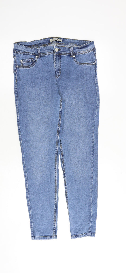 Denim & Co. Womens Blue Cotton Skinny Jeans Size 14 Regular Zip