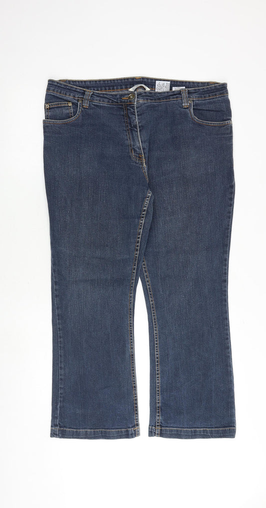 Papaya Womens Blue Cotton Straight Jeans Size 18 Regular Zip