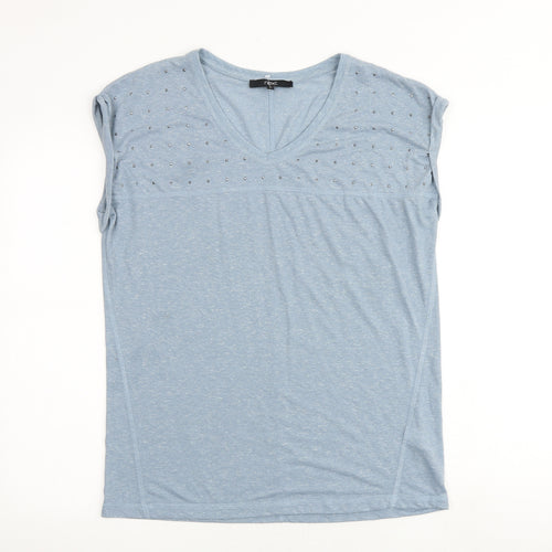 NEXT Womens Blue Polyester Basic T-Shirt Size 12 V-Neck