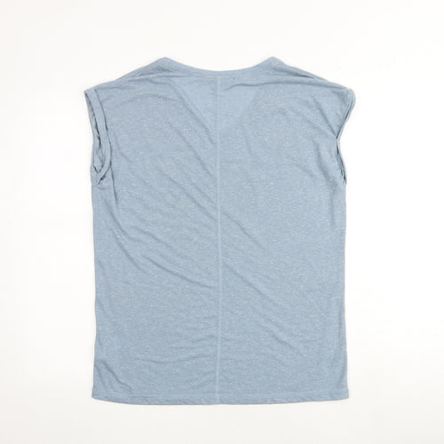 NEXT Womens Blue Polyester Basic T-Shirt Size 12 V-Neck