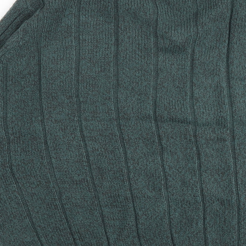 EWM Mens Green V-Neck Acrylic Pullover Jumper Size L Long Sleeve