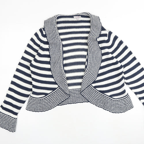 Per Una Womens Blue V-Neck Striped Acrylic Cardigan Jumper Size XL