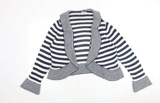 Per Una Womens Blue V-Neck Striped Acrylic Cardigan Jumper Size XL