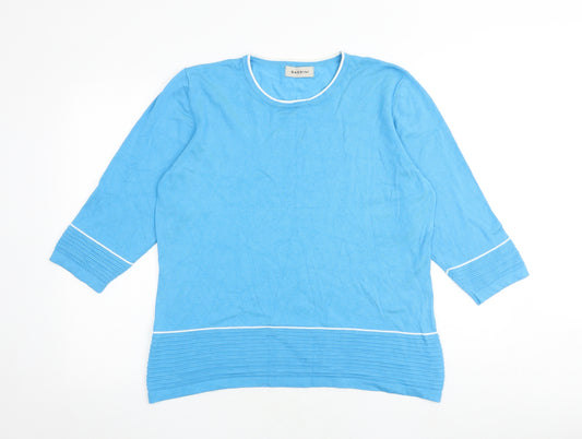 BASSINI Womens Blue Round Neck Viscose Pullover Jumper Size XL