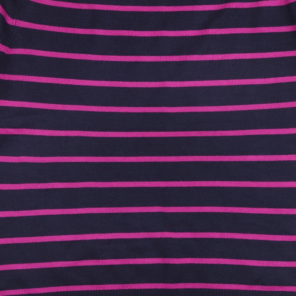 Marks and Spencer Womens Multicoloured V-Neck Striped Acrylic Pullover Jumper Size 16