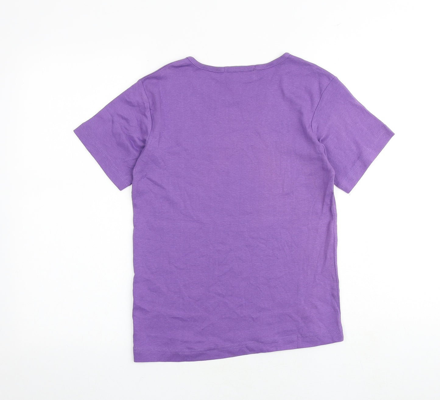 Casual Wear Womens Purple 100% Cotton Basic T-Shirt Size 10 Round Neck