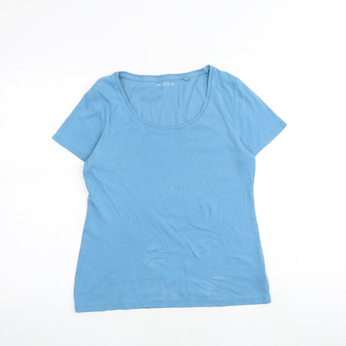 NEXT Womens Blue 100% Cotton Basic T-Shirt Size 14 Round Neck