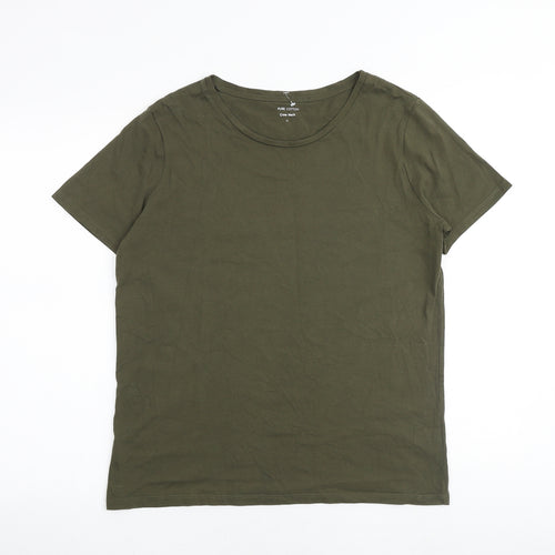 Marks and Spencer Womens Green 100% Cotton Basic T-Shirt Size 12 Round Neck