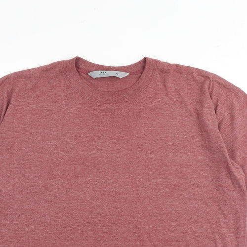 MC Casuals Mens Red Cotton T-Shirt Size M Round Neck