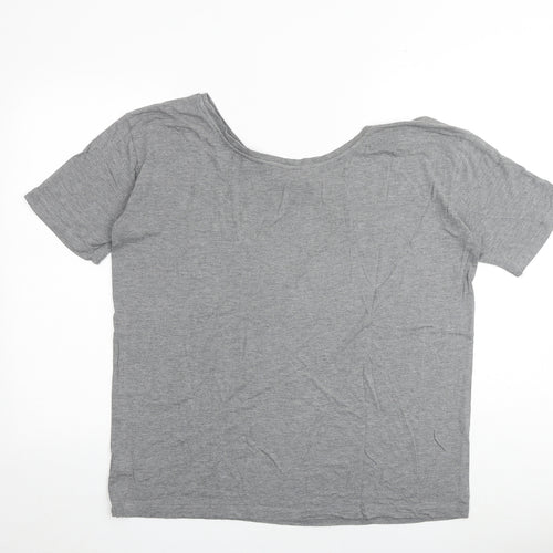 Marks and Spencer Womens Grey Viscose Basic T-Shirt Size 12 Round Neck