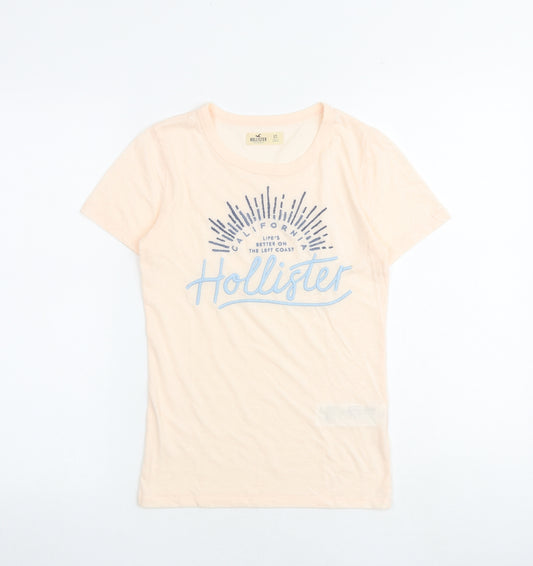 Hollister Womens Pink Cotton Basic T-Shirt Size XS Round Neck - Hollister California