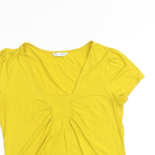 Marks and Spencer Womens Yellow Viscose Basic T-Shirt Size 14 Square Neck