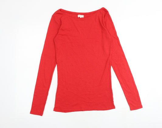 New Look Womens Red Cotton Basic T-Shirt Size 12 Round Neck
