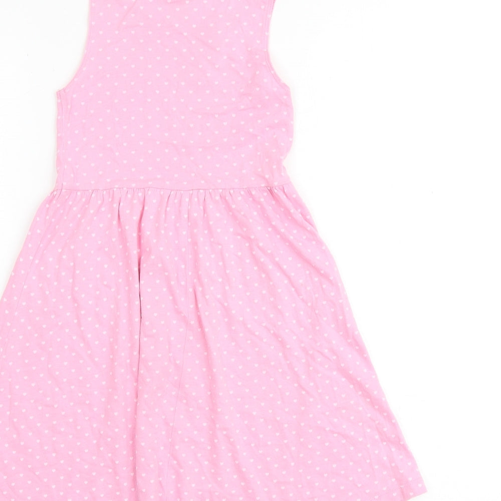 H&M Girls Pink Polka Dot 100% Cotton A-Line Size 5-6 Years Round Neck Pullover