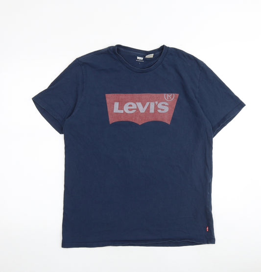 Levi's Mens Blue Cotton T-Shirt Size L Round Neck
