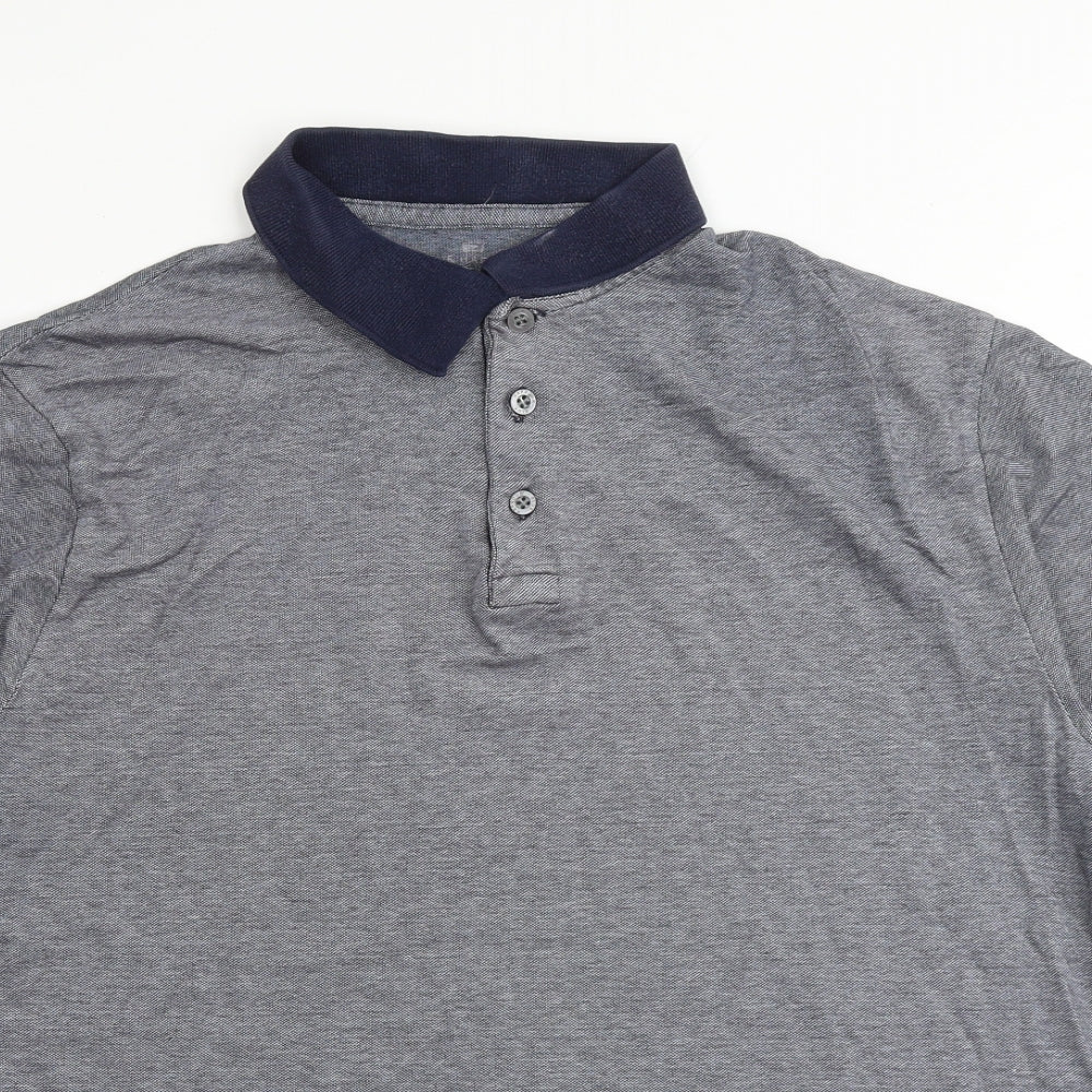Blue Harbour Mens Grey Polyester Polo Size XL Collared Button