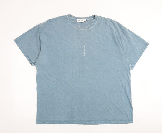 Topman Mens Blue Cotton T-Shirt Size L Round Neck