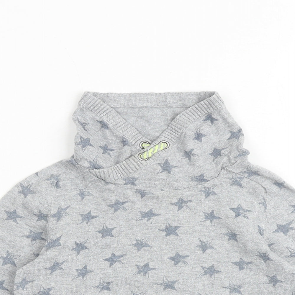 NEXT Boys Grey High Neck Geometric 100% Cotton Pullover Jumper Size 2 Years Pullover - Star Pattern