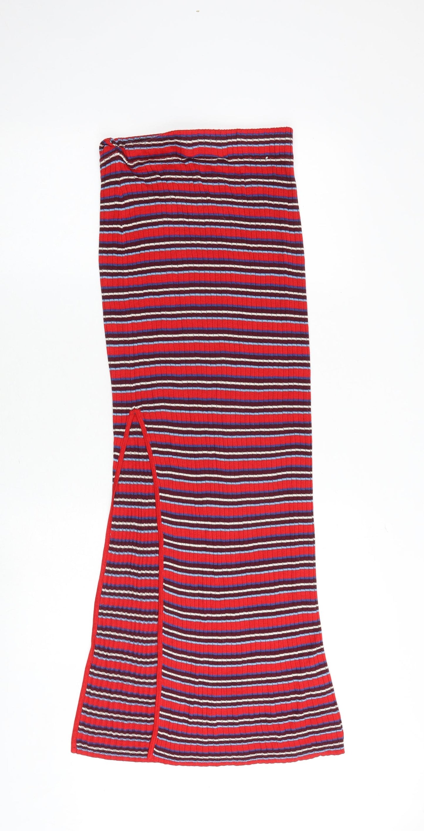 Pull&Bear Womens Multicoloured Striped Polyester Bandage Skirt Size S