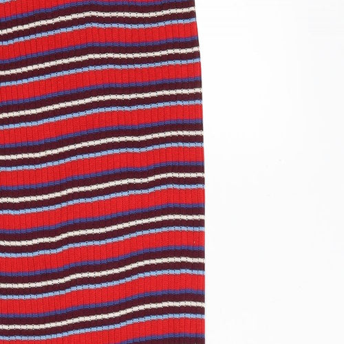 Pull&Bear Womens Multicoloured Striped Polyester Bandage Skirt Size S