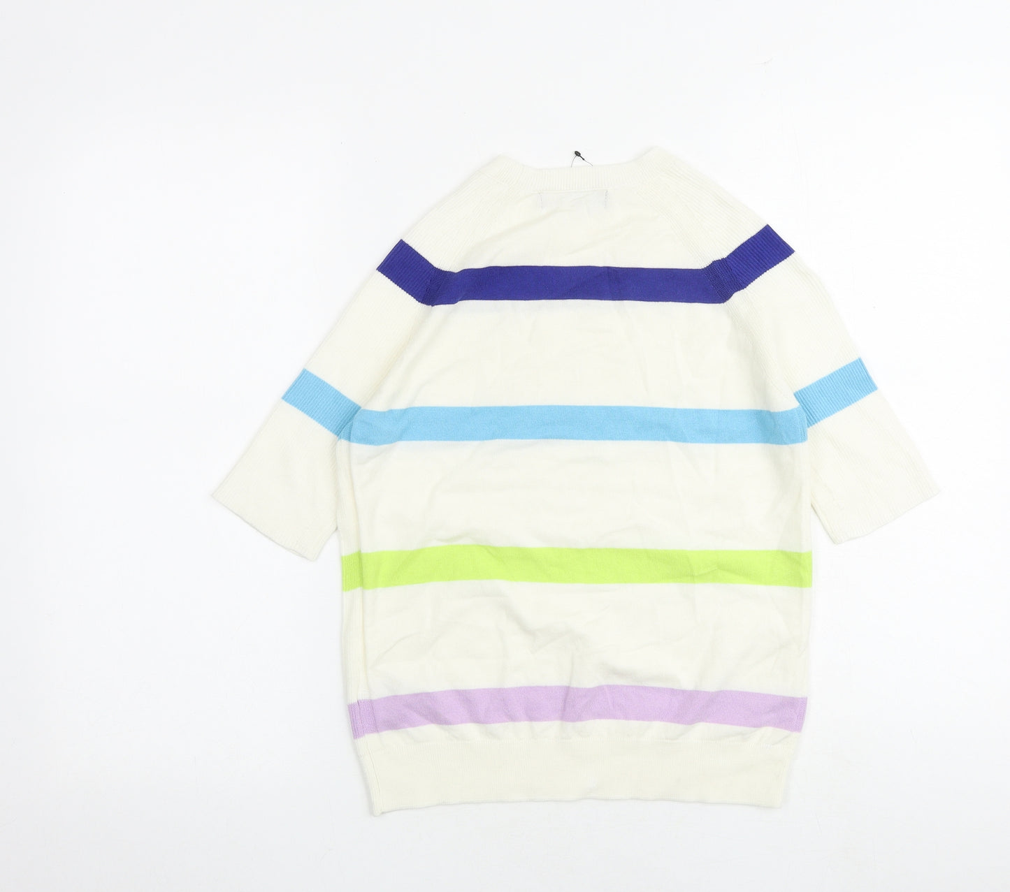 Marks and Spencer Womens Multicoloured Round Neck Striped Cotton Pullover Jumper Size S
