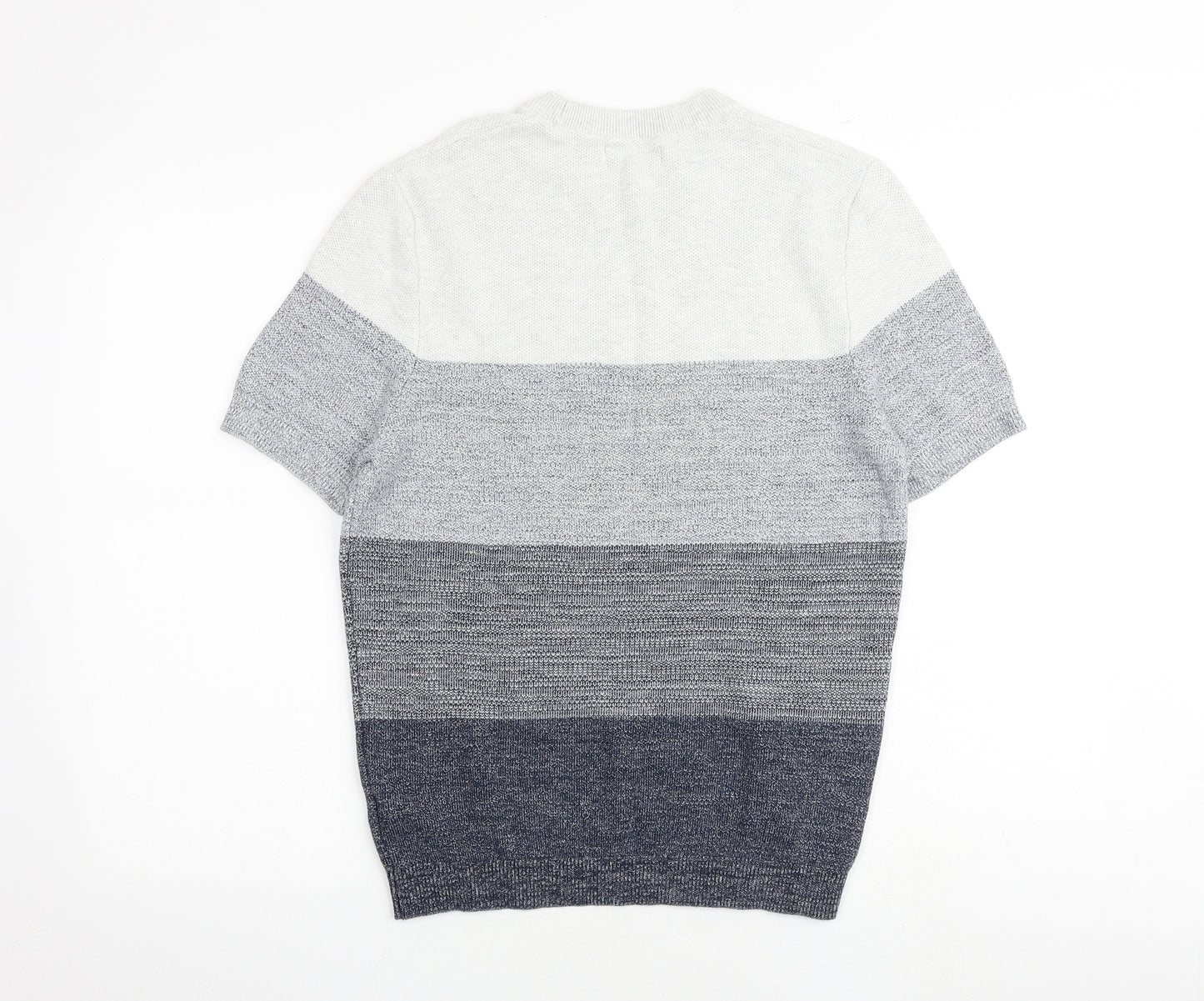 NEXT Mens Multicoloured Striped Cotton T-Shirt Size M Round Neck