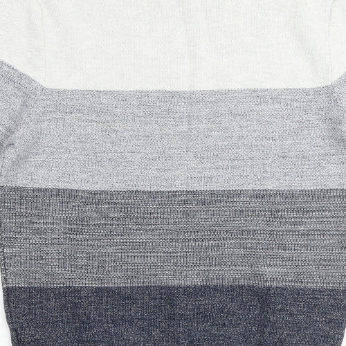 NEXT Mens Multicoloured Striped Cotton T-Shirt Size M Round Neck