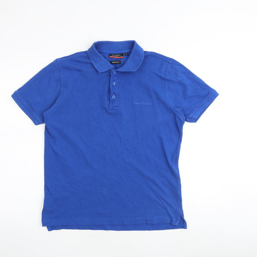Pierre Cardin Mens Blue 100% Cotton Polo Size S Collared Button