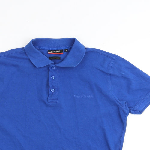 Pierre Cardin Mens Blue 100% Cotton Polo Size S Collared Button
