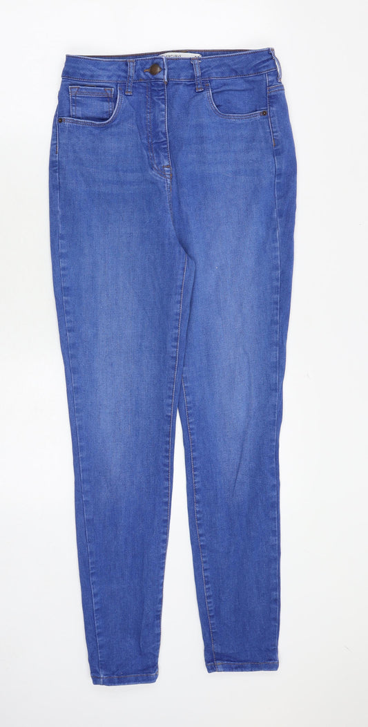 NEXT Womens Blue Cotton Skinny Jeans Size 12 Slim Zip