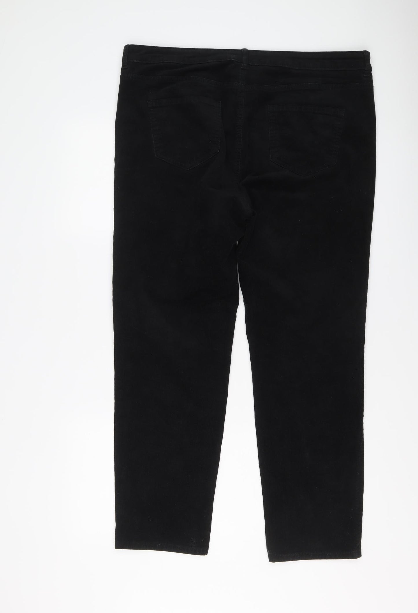 Marks and Spencer Womens Black Cotton Trousers Size 18 L27 in Regular Button