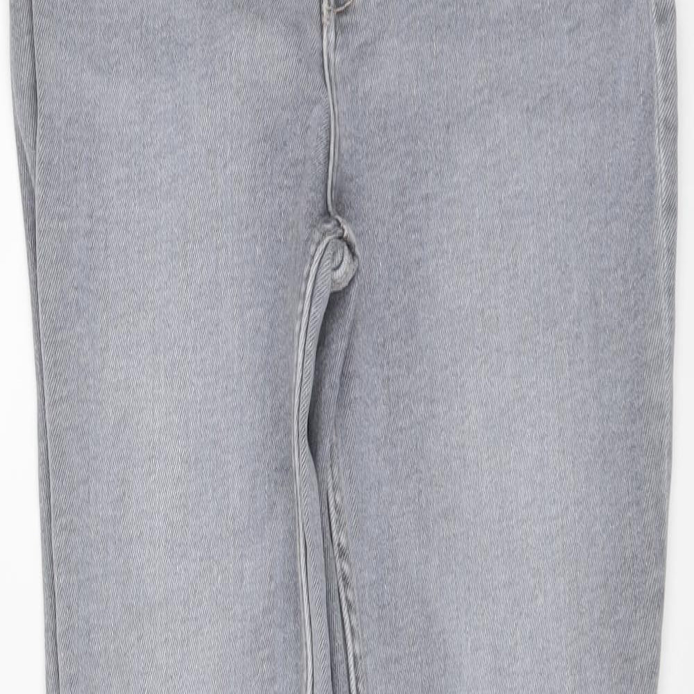 Zara Womens Grey Cotton Skinny Jeans Size 14 L28 in Regular Button