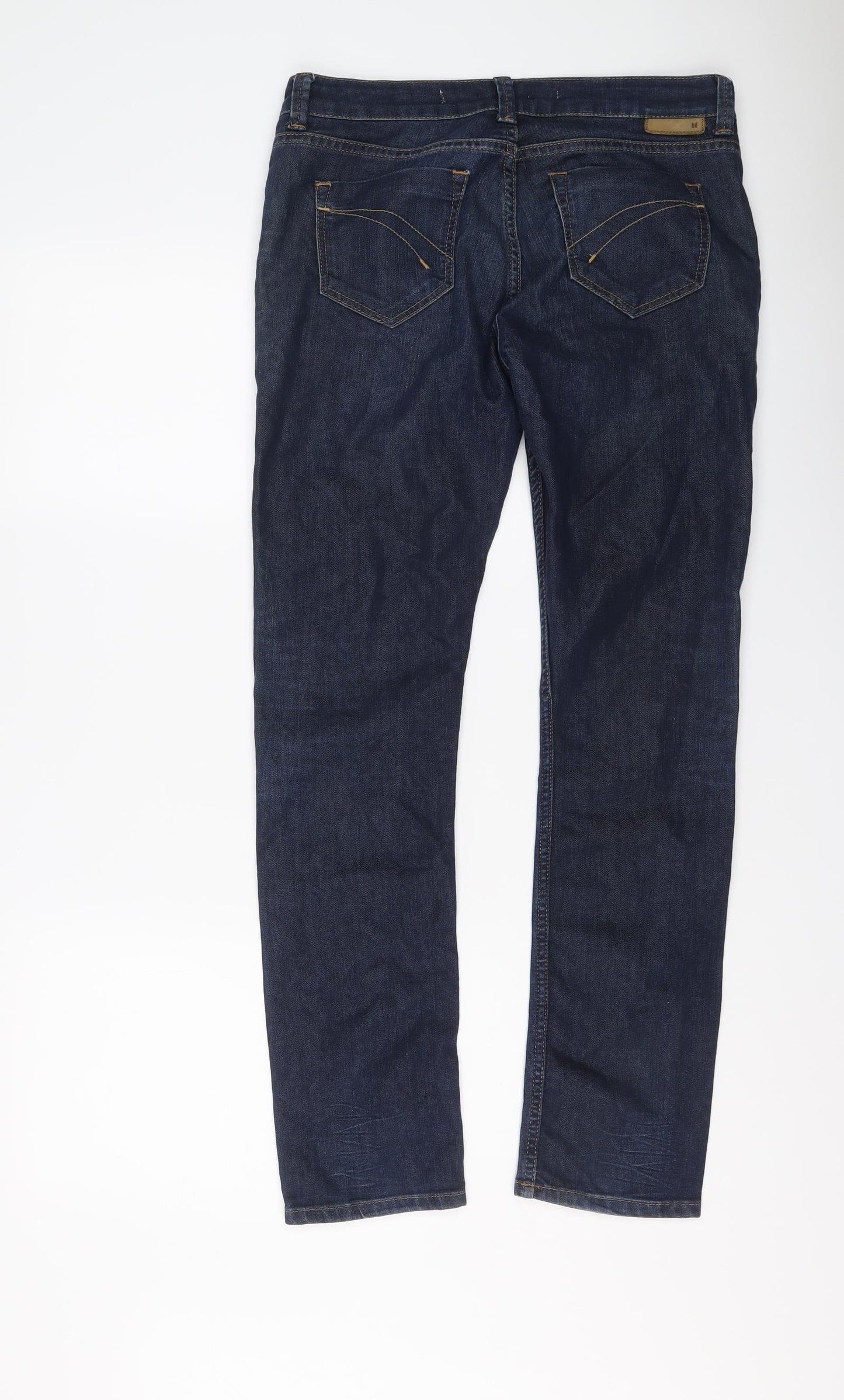 Topshop Womens Blue Cotton Straight Jeans Size 12 L30 in Regular Button