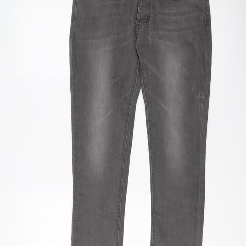 Enzo Mens Grey Cotton Straight Jeans Size 30 in L29 in Slim Button