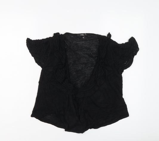 Marks and Spencer Womens Black V-Neck Linen Cardigan Jumper Size 14