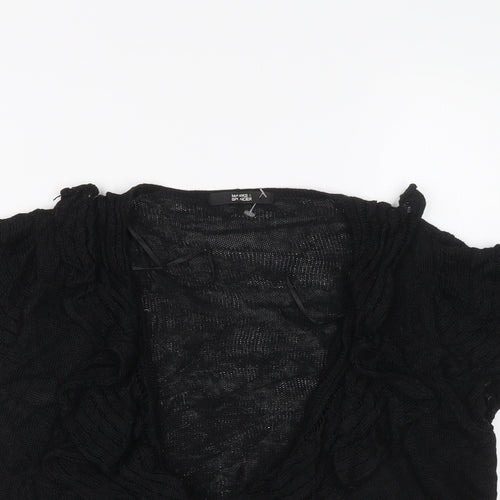 Marks and Spencer Womens Black V-Neck Linen Cardigan Jumper Size 14