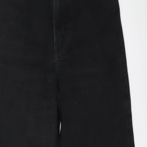 H&M Womens Black Cotton Wide-Leg Jeans Size 4 L24 in Regular Button