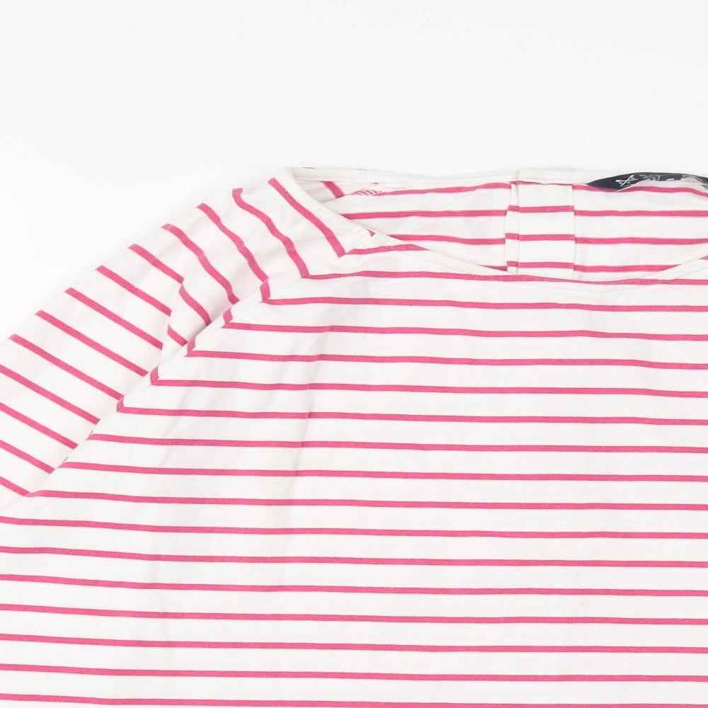 Crew Clothing Womens Pink Striped Cotton Basic T-Shirt Size 18 Round Neck