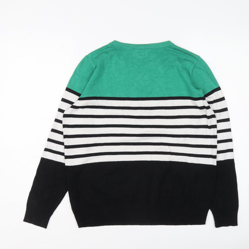 M&Co Womens Multicoloured Round Neck Striped Viscose Pullover Jumper Size 12