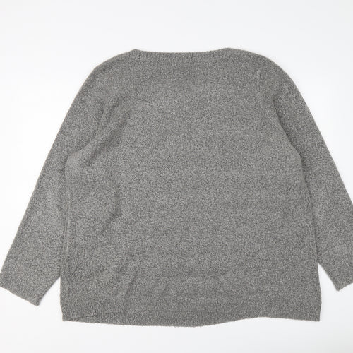 Bonmarché Womens Grey Round Neck Acrylic Pullover Jumper Size XL