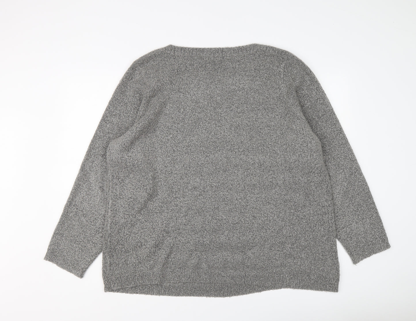 Bonmarché Womens Grey Round Neck Acrylic Pullover Jumper Size XL