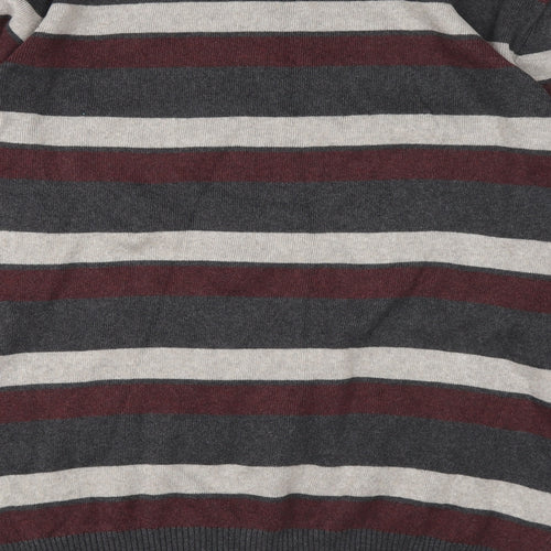 Maine Mens Multicoloured Round Neck Striped Cotton Pullover Jumper Size L Long Sleeve
