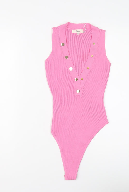 Giorgia Womens Pink Viscose Bodysuit One-Piece Size S Snap - Size S-M