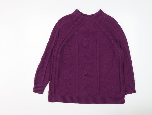 Maine Womens Purple High Neck Polyamide Pullover Jumper Size 18