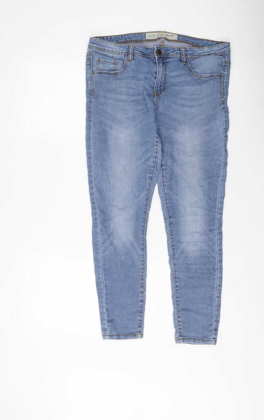 Denim & Co. Womens Blue Cotton Skinny Jeans Size 14 L27 in Regular Button