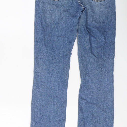 Zara Womens Blue Cotton Straight Jeans Size 8 L28 in Regular Button