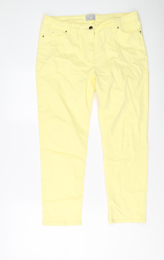 Pure Womens Yellow Cotton Straight Jeans Size 16 L25 in Regular Button