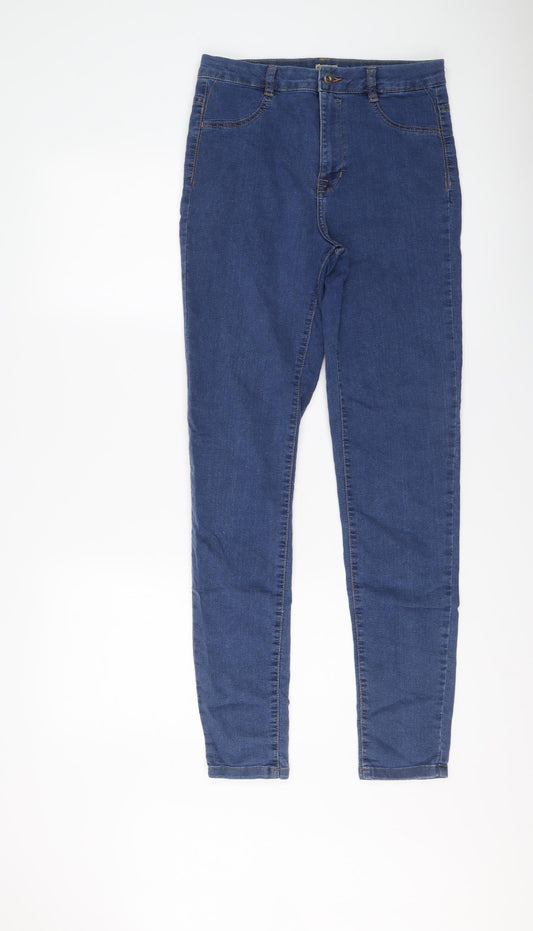 Pull&Bear Womens Blue Cotton Skinny Jeans Size 12 L29 in Regular Button