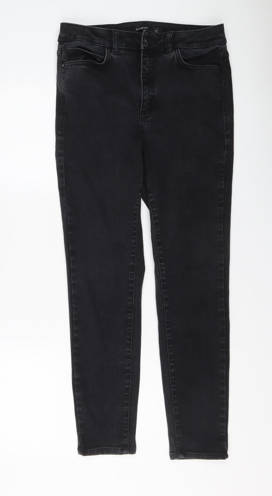Autograph Womens Black Cotton Skinny Jeans Size 12 L27 in Regular Button