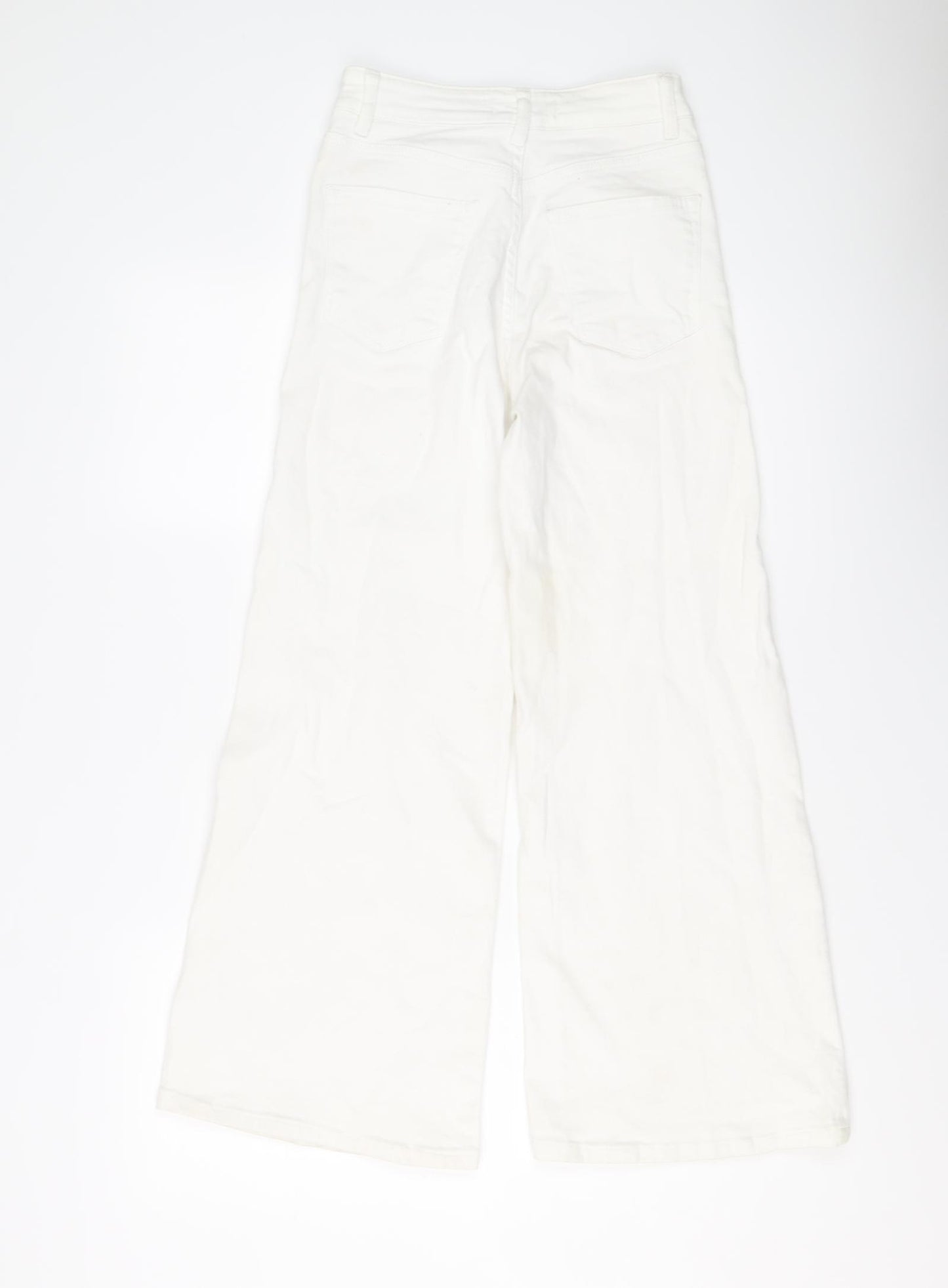 Mango Womens Ivory Cotton Wide-Leg Jeans Size 6 L25 in Regular Button